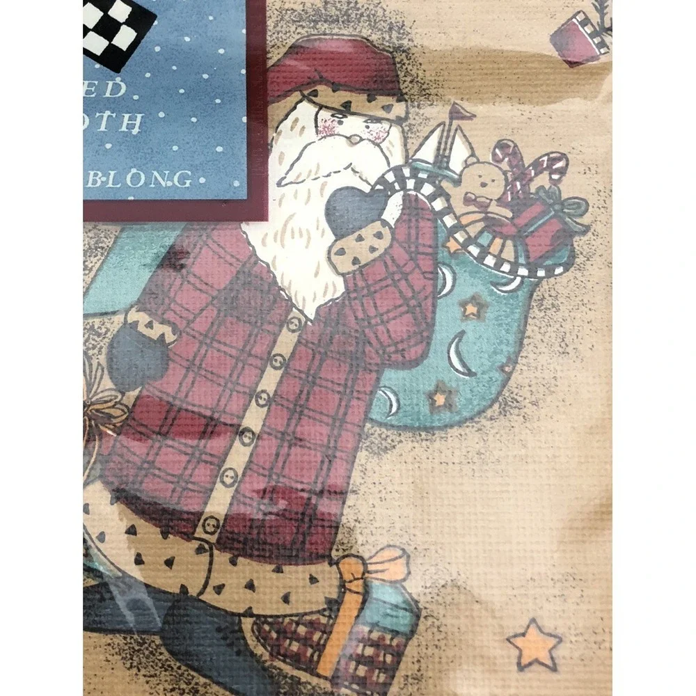 Debbie Mumm Magic Of Santa Vinyl Tablecloth Flannel Backed 60